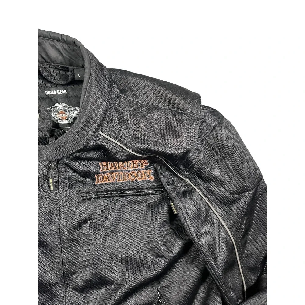 Harley-Davidson Men's Size L Willie G Skull Flames Mesh Riding Jacket Black